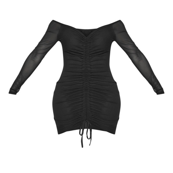 Shape mesh runched detail Bardot body one dress - Picture 1 of 4